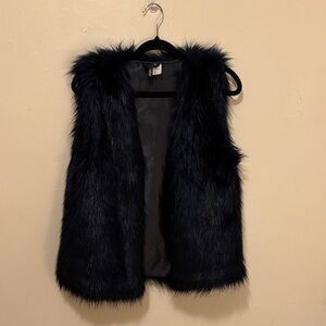Divided Black Faux Fur Vest